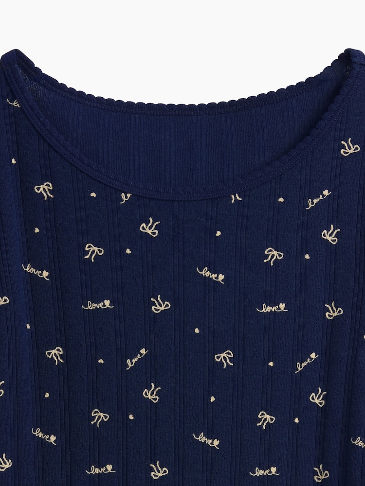 Gap Navy Bow Pointelle Long Sleeve T-Shirt (4-13yrs) - Image 4 of 4
