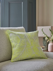 Nina Campbell Green Tree Fern Corded Leaves Cushion - Image 1 of 6