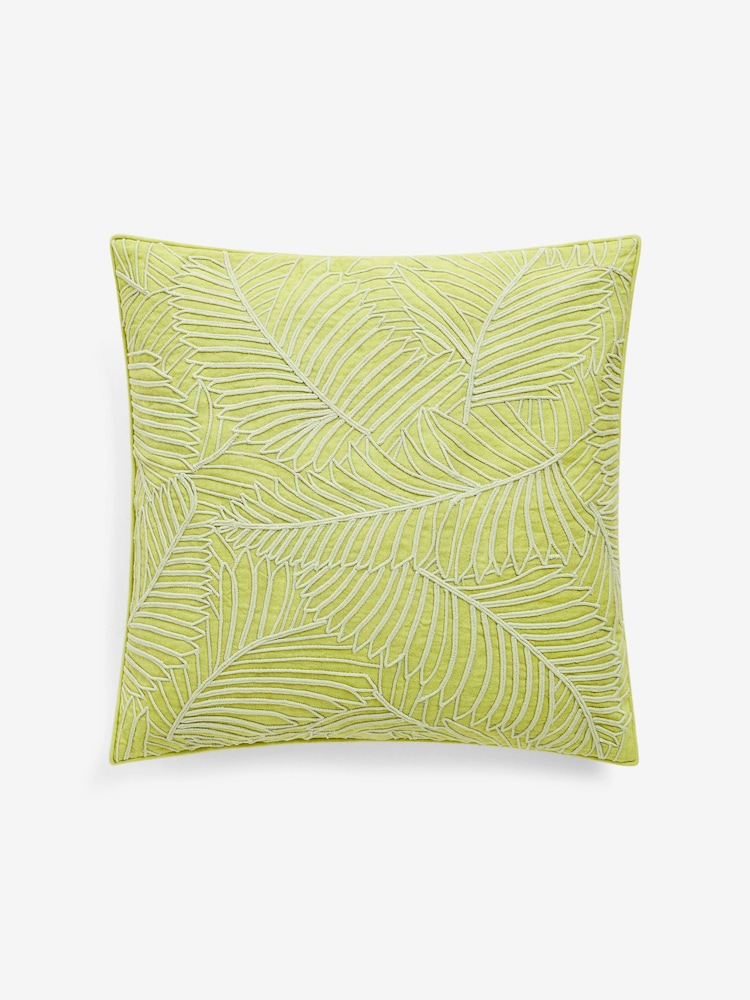 Nina Campbell Green Tree Fern Corded Leaves Cushion - Image 4 of 6