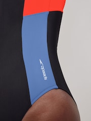 Speedo Red Long Sleeve Zip Colorblock 1 Piece Swimsuit - Image 5 of 7