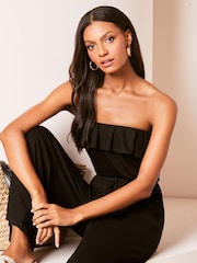 Lipsy Black Jersey Bandeau Holiday Shop Jumpsuit - Image 3 of 4