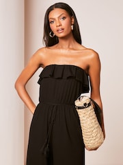 Lipsy Black Jersey Bandeau Holiday Shop Jumpsuit - Image 4 of 4