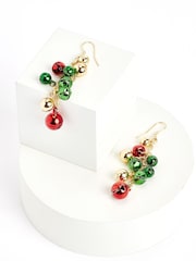 Red/Green Christmas Jingle Bell Drop Earrings - Image 3 of 3