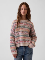 Gap Fair Isle Oversized Crew Neck Jumper (4-13yrs) - Image 1 of 5