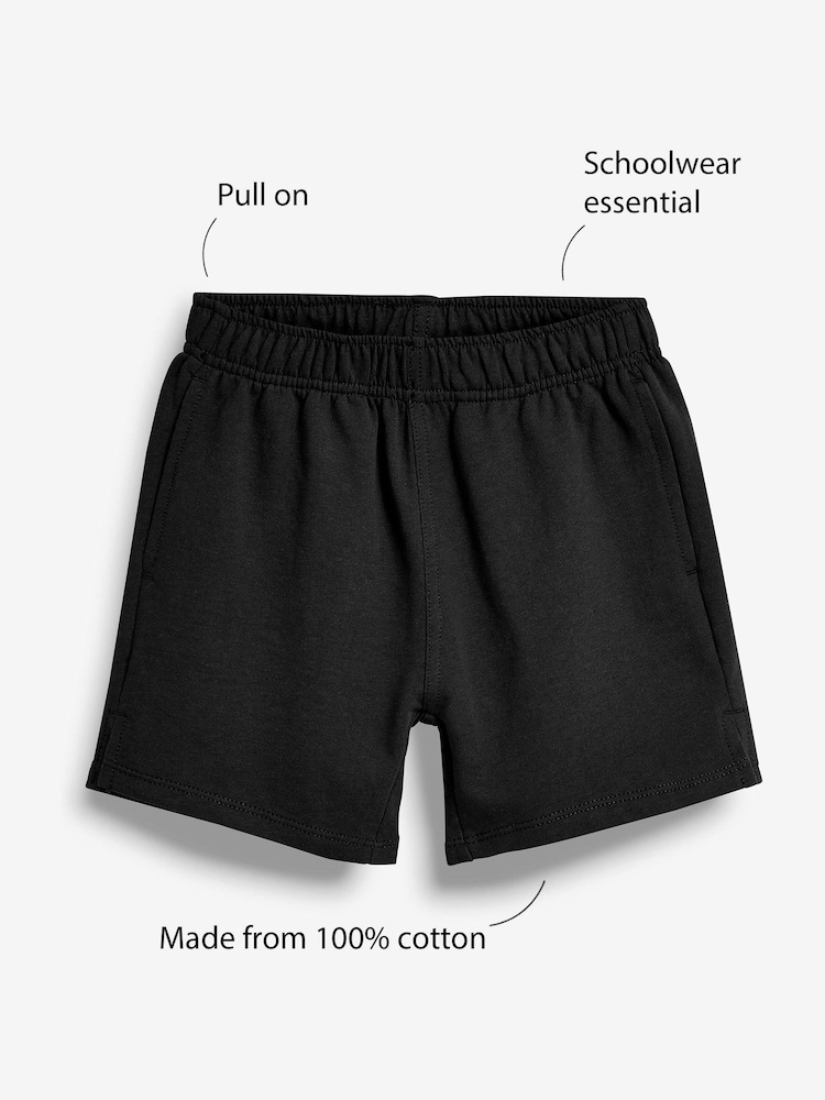Black 100% Cotton Jersey School Shorts (3-16yrs) - Image 3 of 4