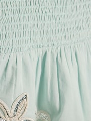 River Island Mint Green Embelished Hanky Hem Top & Skirt Set - Image 4 of 5