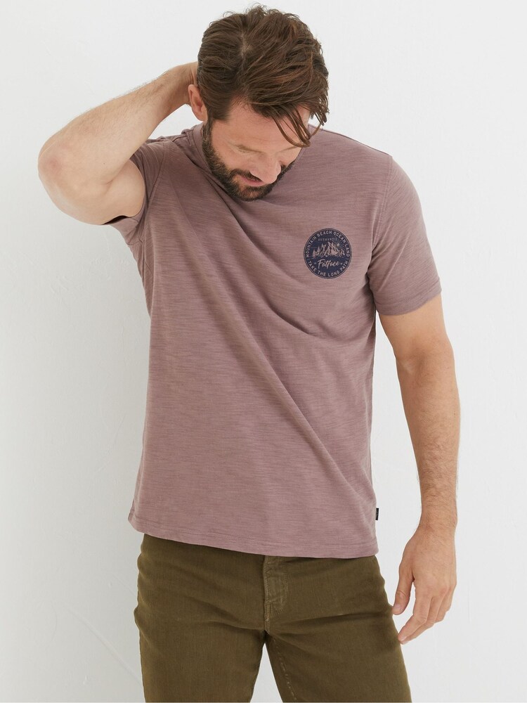 FatFace Purple Long Path Printed T-Shirt - Image 1 of 4