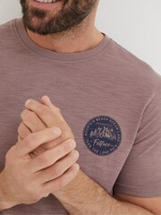 FatFace Purple Long Path Printed T-Shirt - Image 4 of 4