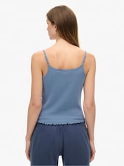 Superdry Wedgewood Blue Athletic Graphic 100% Cotton Pointele Cami - Image 2 of 6
