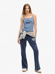 Superdry Wedgewood Blue Athletic Graphic 100% Cotton Pointele Cami - Image 3 of 6