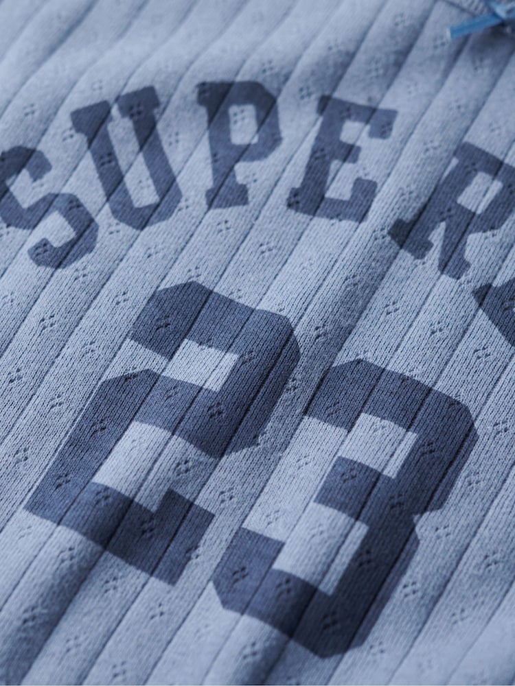 Superdry Wedgewood Blue Athletic Graphic 100% Cotton Pointele Cami - Image 6 of 6