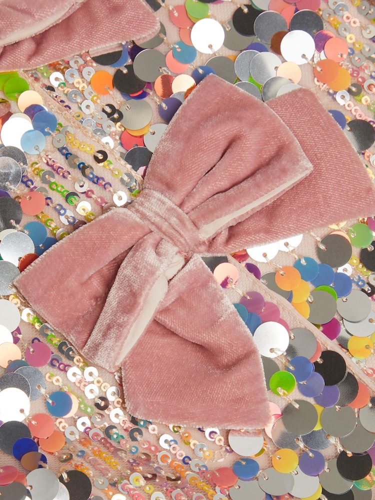 Monsoon Gold Zoe Velvet Bow Rainbow Sequin Jacket - Image 2 of 2 Monsoon Gold Zoe Velvet Bow Rainbow Sequin Jacket - Image 2 of 2