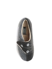 Pavers Grey Ladies Touch Fasten Full Slippers With Permalose Sole - Image 4 of 5