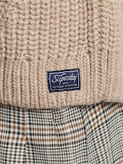 Superdry Soft Beige Marl Slouchy Stitch Roll Neck Knit Cardigan - Image 10 of 17