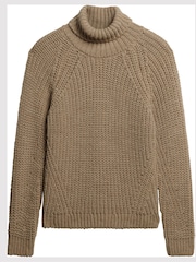 Superdry Soft Beige Marl Slouchy Stitch Roll Neck Knit Cardigan - Image 15 of 17