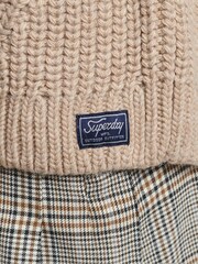 Superdry Soft Beige Marl Slouchy Stitch Roll Neck Knit Cardigan - Image 7 of 8
