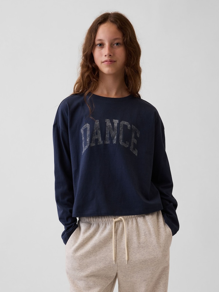 Gap Navy Dance Long Sleeve Graphic T-Shirt (4-13yrs) - Image 1 of 4 Gap Navy Dance Long Sleeve Graphic T-Shirt (4-13yrs) - Image 1 of 4