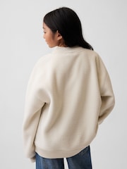 Gap Cream Sherpa Oversized Mock Neck Logo Sweatshirt (4-13yrs) - Image 2 of 5