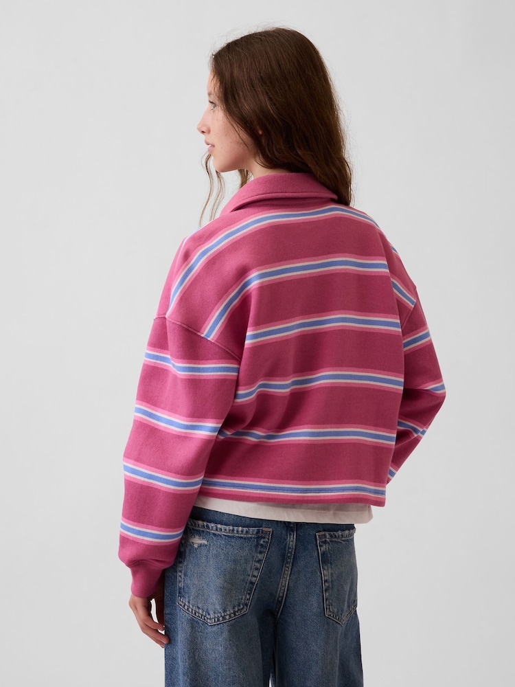 Rosa gestreift - Gap weit geschnittenes Oversized-Polo-Sweatshirt (4–13Jahre) - Bild 2 von 5