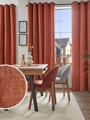 Burnt Orange Next Heavyweight Chenille Eyelet Blackout/Thermal Curtains - Image 1 of 7