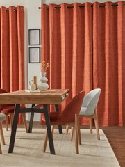 Burnt Orange Next Heavyweight Chenille Eyelet Blackout/Thermal Curtains - Image 2 of 7