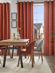 Burnt Orange Next Heavyweight Chenille Eyelet Blackout/Thermal Curtains - Image 3 of 7