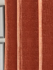Burnt Orange Next Heavyweight Chenille Eyelet Blackout/Thermal Curtains - Image 5 of 7