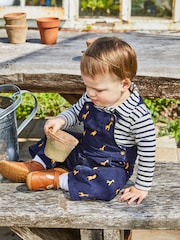 JoJo Maman Bébé Ecru Navy Breton Stripe Plain Long Sleeve Polo Shirt Bodysuit - Image 2 of 4