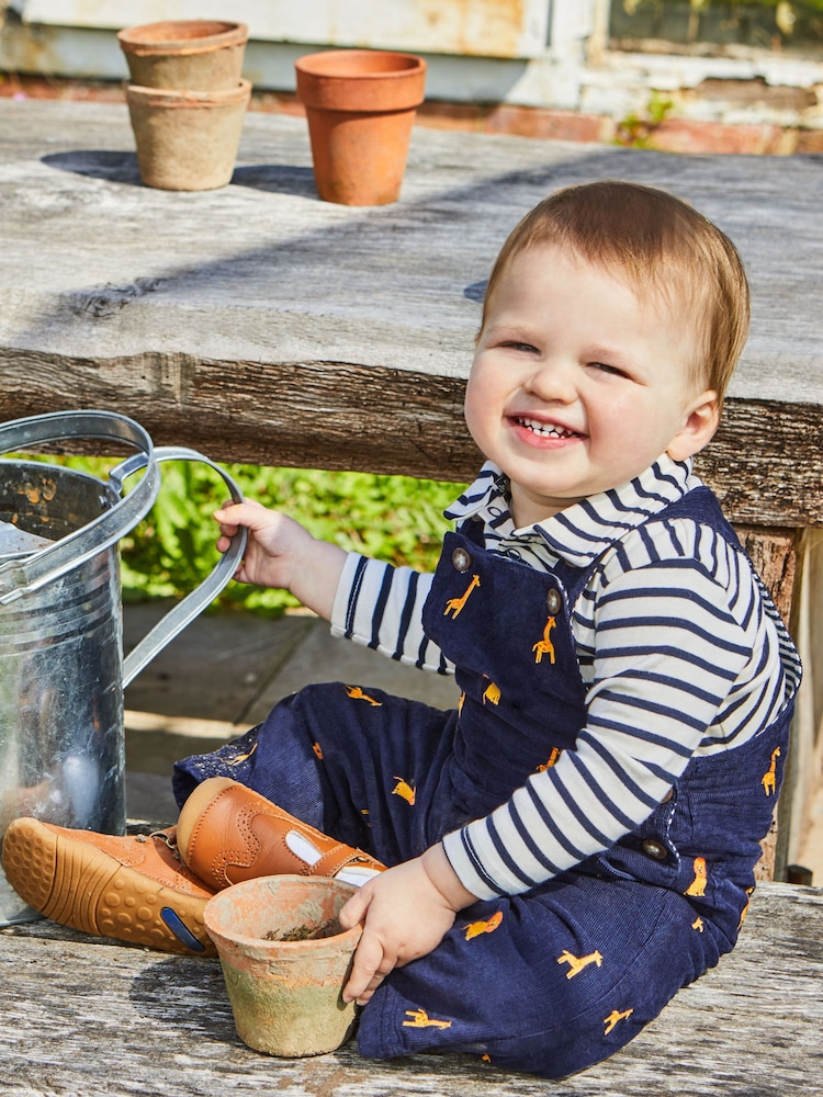 JoJo Maman Bébé Ecru Navy Breton Stripe Plain Long Sleeve Polo Shirt Bodysuit - Image 3 of 4