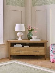 Laura Ashley Oak Milton 1 Drawer Corner TV Stand - Image 1 of 9