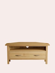 Laura Ashley Oak Milton 1 Drawer Corner TV Stand - Image 6 of 9