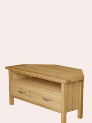 Laura Ashley Oak Milton 1 Drawer Corner TV Stand - Image 8 of 9