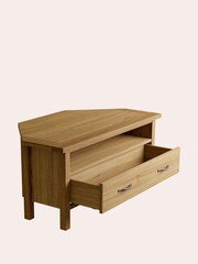 Laura Ashley Oak Milton 1 Drawer Corner TV Stand - Image 9 of 9