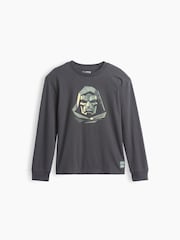 Gap Charcoal Dr Doom Marvel Relaxed Graphic Long Sleeve T-Shirt (4-13yrs) - Image 1 of 3