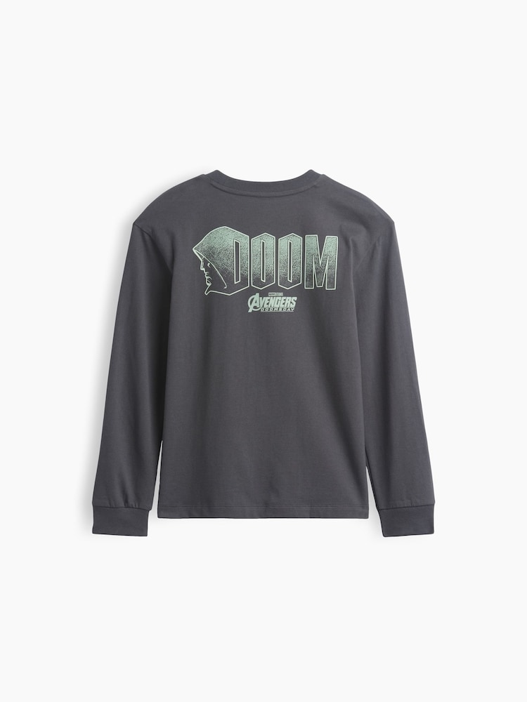 Gap Charcoal Dr Doom Marvel Relaxed Graphic Long Sleeve T-Shirt (4-13yrs) - Image 2 of 3 Gap Charcoal Dr Doom Marvel Relaxed Graphic Long Sleeve T-Shirt (4-13yrs) - Image 2 of 3