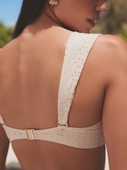 Ecru Broderie Shaping Padded Wired Bandeau Bikini Top - Image 4 of 6