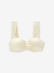 Ecru Broderie Shaping Padded Wired Bandeau Bikini Top - Image 6 of 6