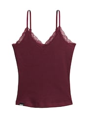Superdry Port Redd Essential Lace Trim 100% Cotton Camisole - Image 1 of 5