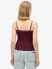 Superdry Port Redd Essential Lace Trim 100% Cotton Camisole - Image 3 of 5