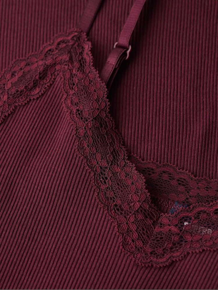 Superdry Port Redd Essential Lace Trim 100% Cotton Camisole - Image 5 of 5