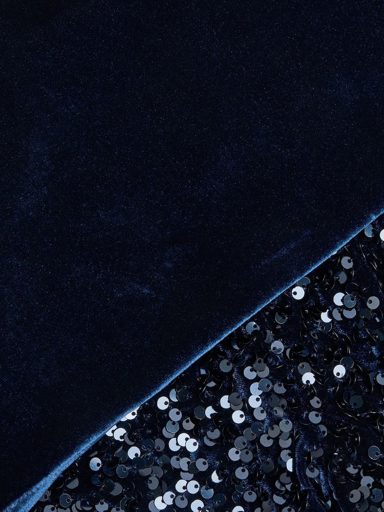 Monsoon Blue Iona Sequin Velvet T-Shirt & Shorts Set - Image 2 of 2