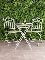 Charles Bentley Grey Garden Wrought Iron Feminine Bistro Set - Image 1 of 6