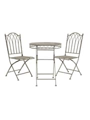 Charles Bentley Grey Garden Wrought Iron Feminine Bistro Set - Image 4 of 6