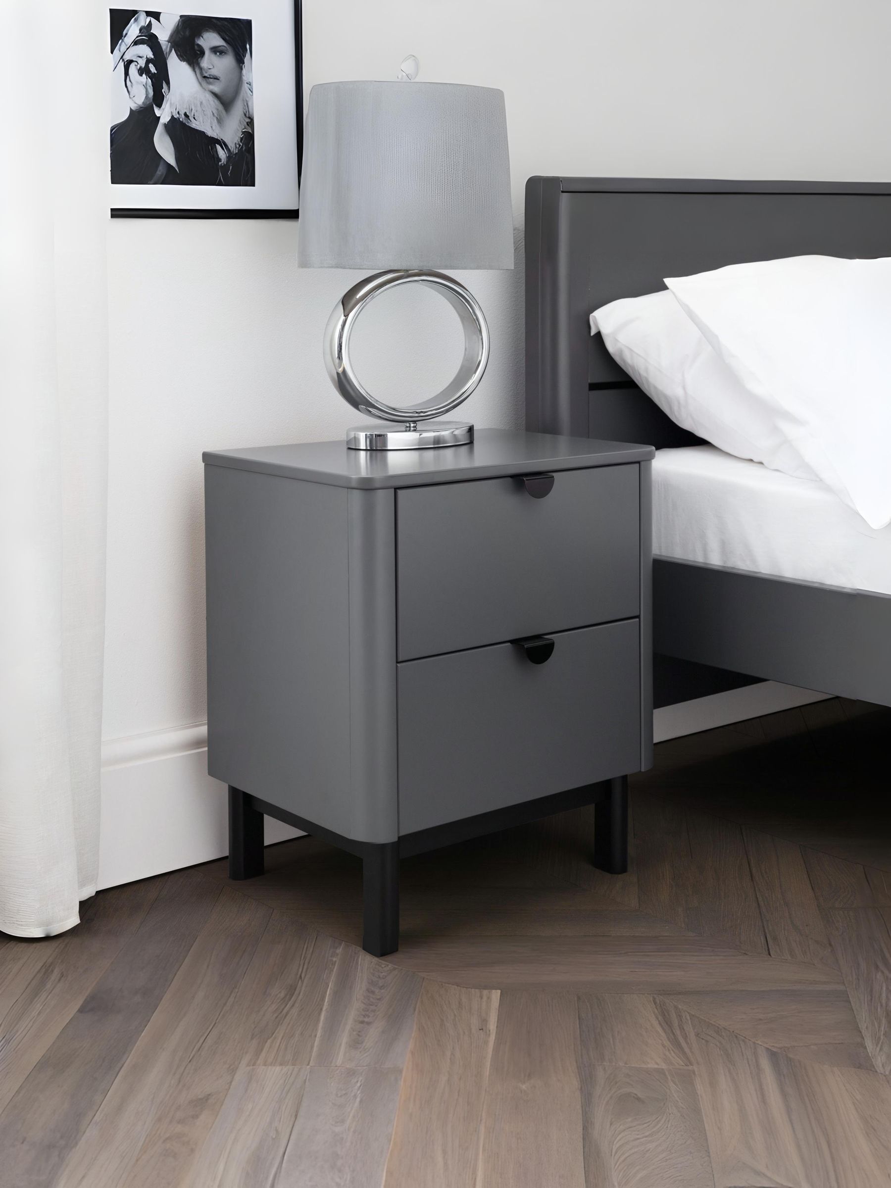 Julian Bowen Chloe 2 Drawer Bedside - Grey - Image 7