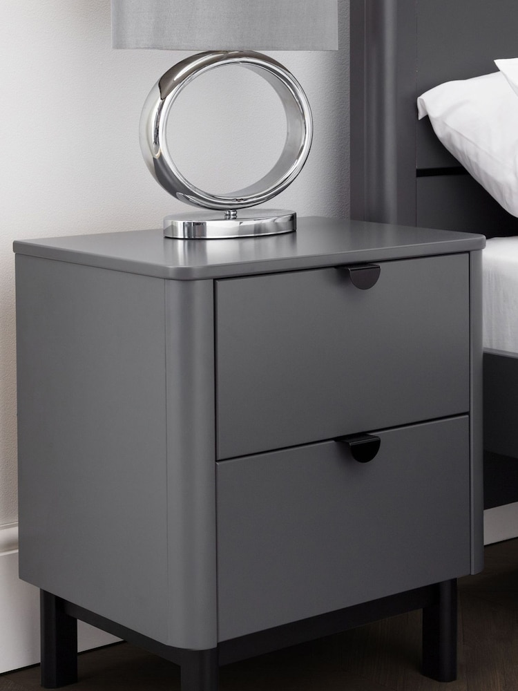 Julian Bowen Grey Chloe 2 Drawer Bedside Table - Image 1 of 7