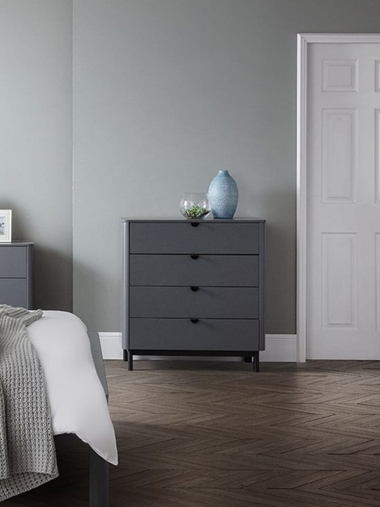 Julian Bowen Grey Chloe 2 Drawer Bedside Table - Image 2 of 7