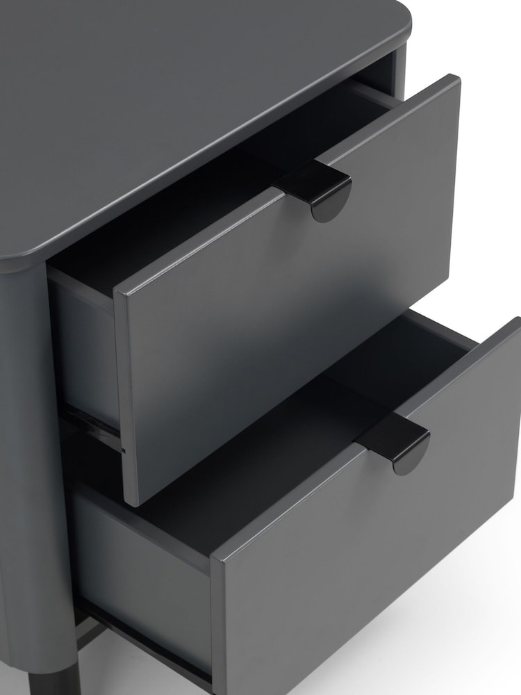 Julian Bowen Grey Chloe 2 Drawer Bedside Table - Image 7 of 7
