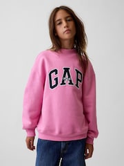 Gap Pink Vintage Soft Oversized Mock Neck Logo Sweatshirt (4-13yrs) - Image 1 of 5