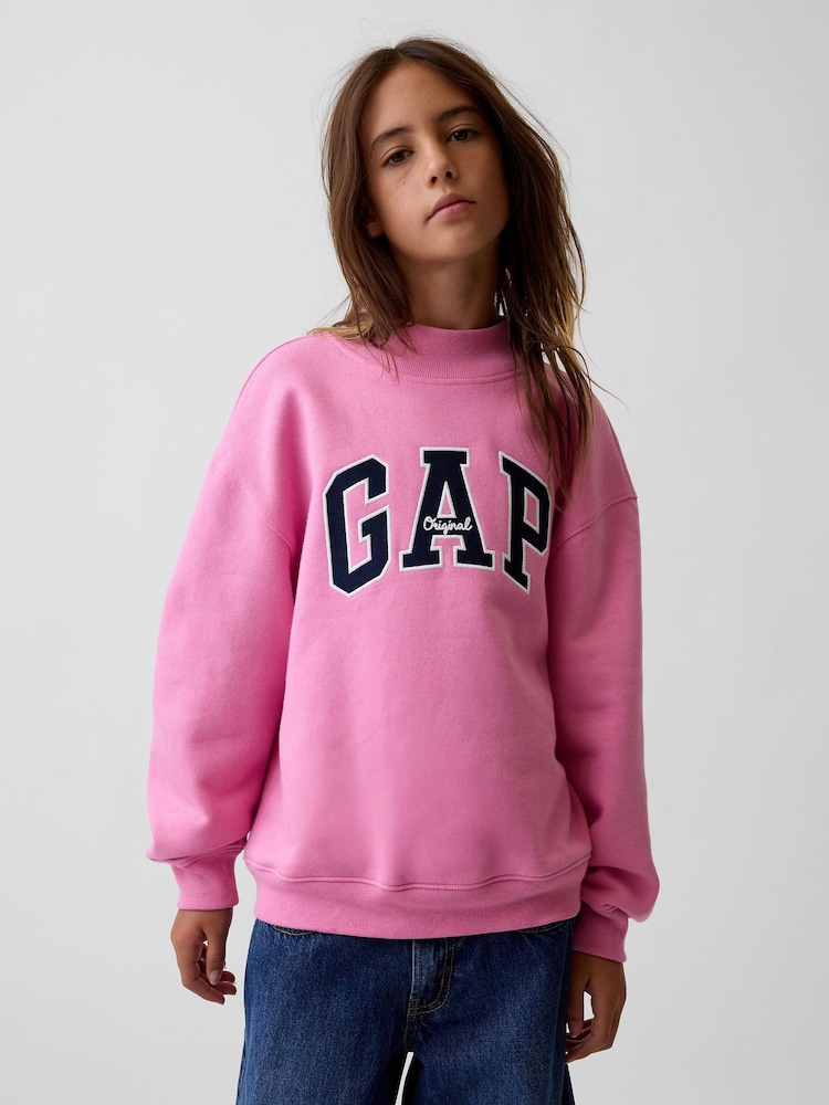 Gap Pink Vintage Soft Oversized Mock Neck Logo Sweatshirt (4-13yrs) - Image 1 of 5 Gap Pink Vintage Soft Oversized Mock Neck Logo Sweatshirt (4-13yrs) - Image 1 of 5