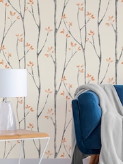 Urban Walls Orange Scandi Tree Wallpaper - Image 1 of 4